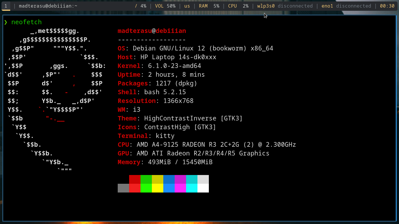 screenshot i3wm debian 12